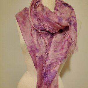NEW soft silk cashmere Wrap‎ XL large Scarf cape shawl Pink purple peach tie dye